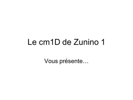 Le cm1D de Zunino 1 Vous présente….