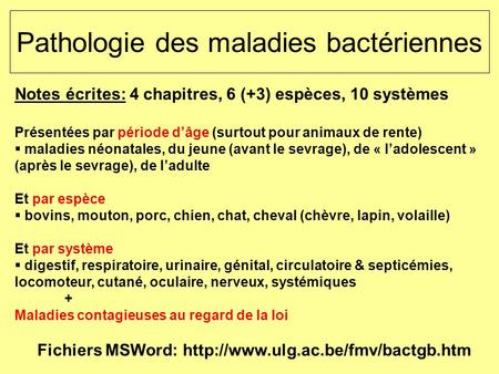 Pathologie des maladies bactériennes