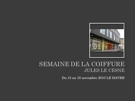 Du 15 au 18 novembre 2010 LE HAVRE SEMAINE DE LA COIFFURE JULES LE CESNE.