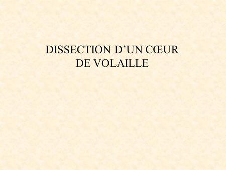DISSECTION D’UN CŒUR DE VOLAILLE