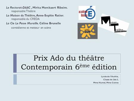 Prix Ado du théâtre Contemporain 6ème édition
