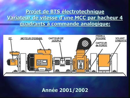 Projet de BTS électrotechnique Variateur de vitesse d’une MCC par hacheur 4 quadrants à commande analogique: Année 2001/2002.
