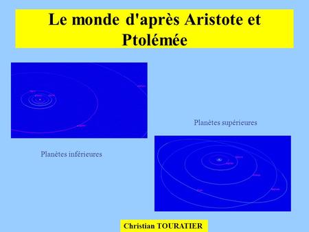 Le monde d'après Aristote et Ptolémée