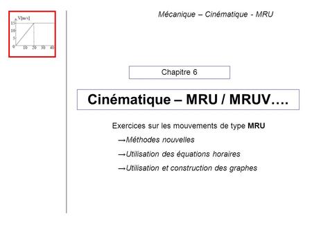 Cinématique – MRU / MRUV….