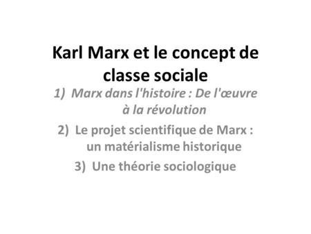 Karl Marx et le concept de classe sociale