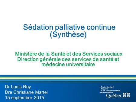 Sédation palliative continue (Synthèse)