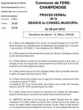 Département de la Marne Arrondissement d’ EPERNAY Canton de FERE-CHAMPENOISE Secrétaire de séance : M. Rémy LEPAGE Commune de FERE- CHAMPENOISE PROCES.