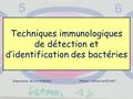 Techniques immunologiques de détection et d’identification des bactéries Diaporama : Bruno DURANDPhotos : Catherine POCHET.