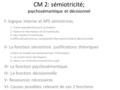 CM 2: sémiotricité; psychosémantique et décisionnel I- logique interne et APS sémiotrices. 1- Traits caractéristiques à considérer 2- Notion d’information.