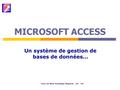 Cours de Mme Dominique Meganck - ICC - IFC MICROSOFT ACCESS Un système de gestion de bases de données...