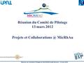 Réunion du Comité de Pilotage du Pôle Clermont – 13 mars 2012 Projets et MicRhAu Réunion du Comité de Pilotage 13 mars 2012.