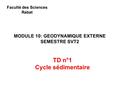 Faculté des Sciences Rabat MODULE 10: GEODYNAMIQUE EXTERNE