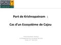 Port de Krishnapatnam : Cas d’un Ecosystème de Cajou Vinita Venkatesh, Director Krishnapatnam Port Container Terminal Dubai, 19 th Feb 2016.