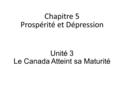 Unité 3 Le Canada Atteint sa Maturité Chapitre 5 Prospérité et Dépression.