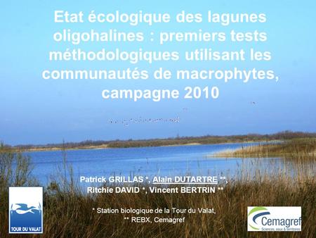Séminaire évaluation Onema, 19 avril 2011 1 Etat écologique des lagunes oligohalines : premiers tests méthodologiques utilisant les communautés de macrophytes,