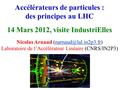 Accélérateurs de particules : des principes au LHC 14 Mars 2012, visite IndustriElles Nicolas Arnaud Laboratoire.