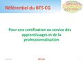 Référentiel du BTS CG Pour une certification au service des apprentissages et de la professionnalisation 25/11/2014 BTS CG 1.