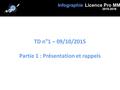 Infographie Licence Pro MMI 2015-2016 TD n°1 – 09/10/2015 Partie 1 : Présentation et rappels.