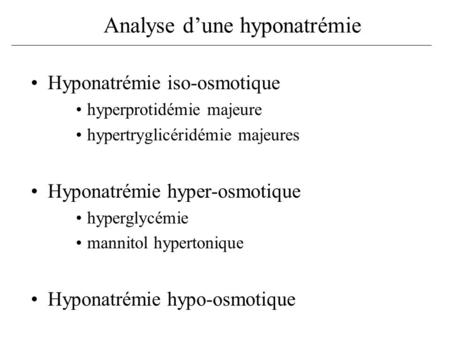 Analyse d’une hyponatrémie