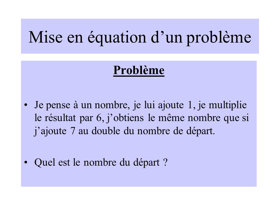 equation probleme