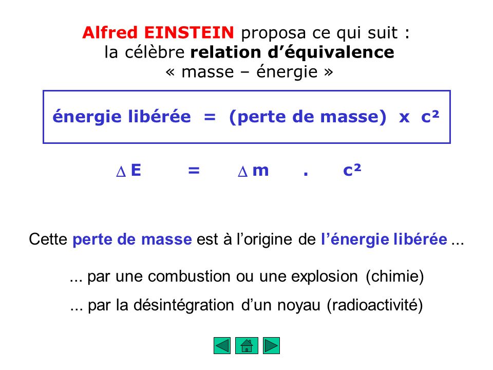 equivalence masse energie
