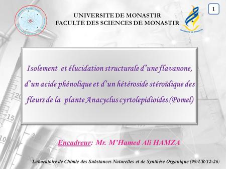 FACULTE DES SCIENCES DE MONASTIR Encadreur: Mr. M’Hamed Ali HAMZA