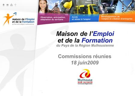 Maison de l’Emploi et de la Formation du Pays de la Région Mulhousienne Commissions réunies 18 juin2009.