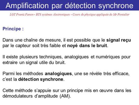 Amplification par détection synchrone