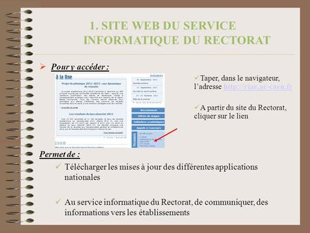 1. SITE WEB DU SERVICE INFORMATIQUE DU RECTORAT