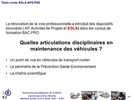 Quelles articulations disciplinaires en maintenance des véhicules ?
