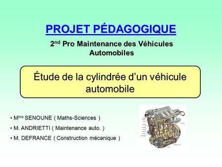 2nd Pro Maintenance des Véhicules Automobiles