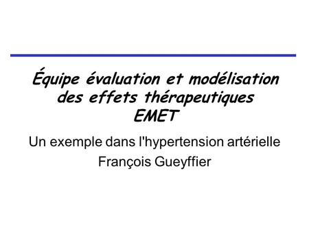 Équipe évaluation et modélisation des effets thérapeutiques EMET