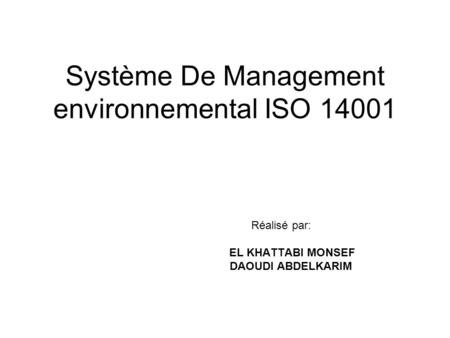Système De Management environnemental ISO 14001