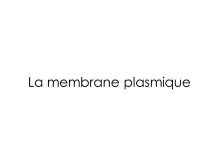La membrane plasmique.