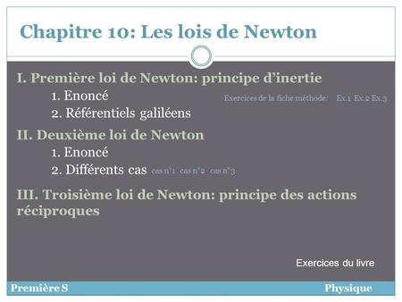 Chapitre 10: Les lois de Newton