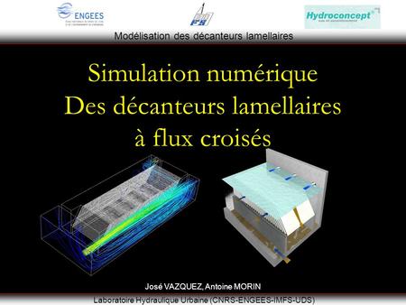 Modélisation des décanteurs lamellaires Laboratoire Hydraulique Urbaine (CNRS-ENGEES-IMFS-UDS) Simulation numérique Des décanteurs lamellaires à flux croisés.