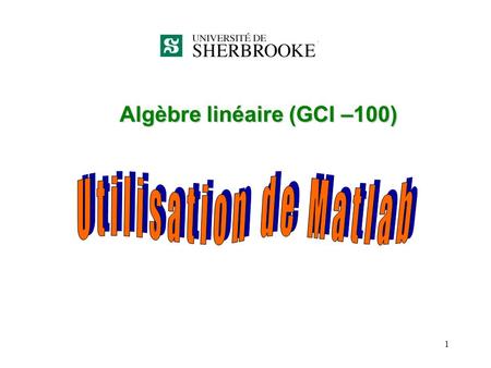 Algèbre linéaire (GCI –100)
