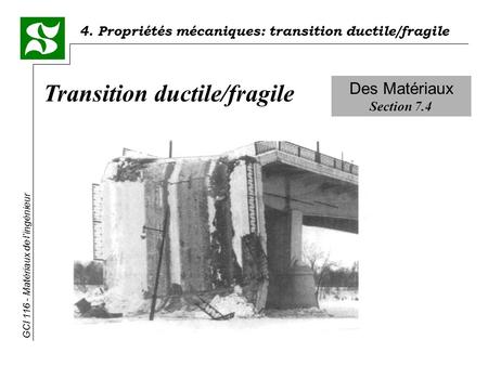 Transition ductile/fragile