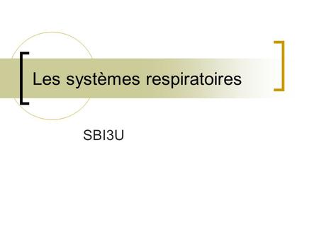 Les systèmes respiratoires