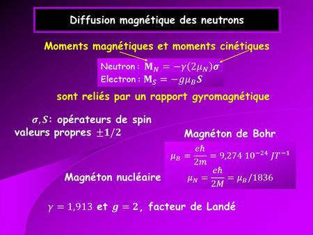 Diffusion magnétique des neutrons