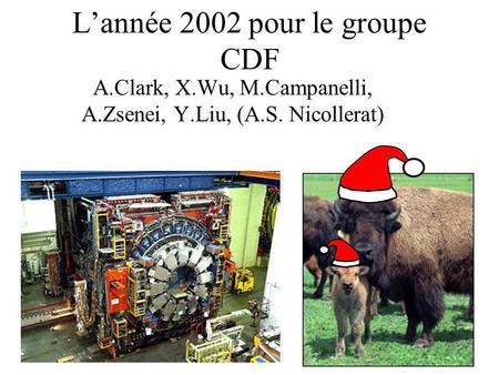 Lannée 2002 pour le groupe CDF A.Clark, X.Wu, M.Campanelli, A.Zsenei, Y.Liu, (A.S. Nicollerat)