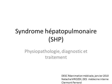 Syndrome hépatopulmonaire (SHP)