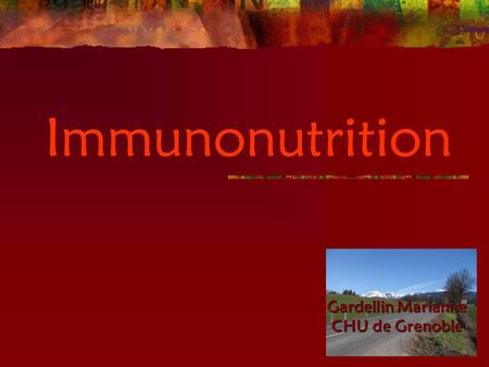 Immunonutrition Gardellin Marianne CHU de Grenoble.