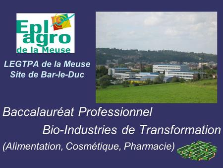 LEGTPA de la Meuse Site de Bar-le-Duc Baccalauréat Professionnel Bio-Industries de Transformation (Alimentation, Cosmétique, Pharmacie)