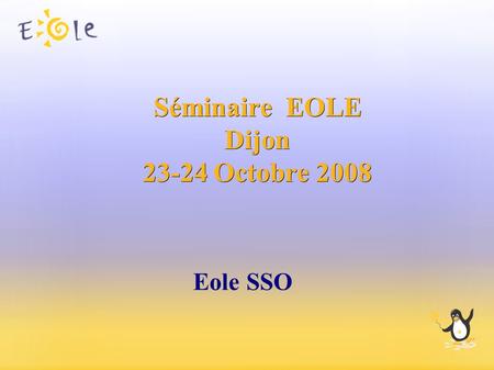 Séminaire EOLE Dijon 23-24 Octobre 2008 Eole SSO.