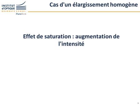 1 Cas d'un élargissement homogène Effet de saturation : augmentation de l'intensité.