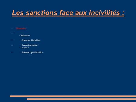 Les sanctions face aux incivilités :