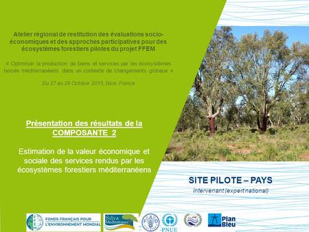Présentation des résultats de la COMPOSANTE 2 Estimation de la valeur économique et sociale des services rendus par les écosystèmes forestiers méditerranéens.