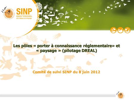 1 Comité de suivi régional du SINP LR - 8 juin 2012 Les pôles « porter à connaissance réglementaire» et « paysage » (pilotage DREAL) Comité de suivi SINP.