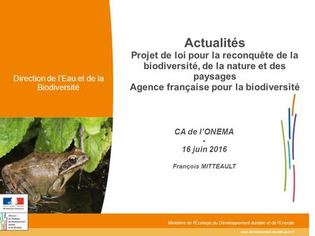 Actualités Projet de loi pour la reconquête de la biodiversité, de la nature et des paysages Agence française pour la.